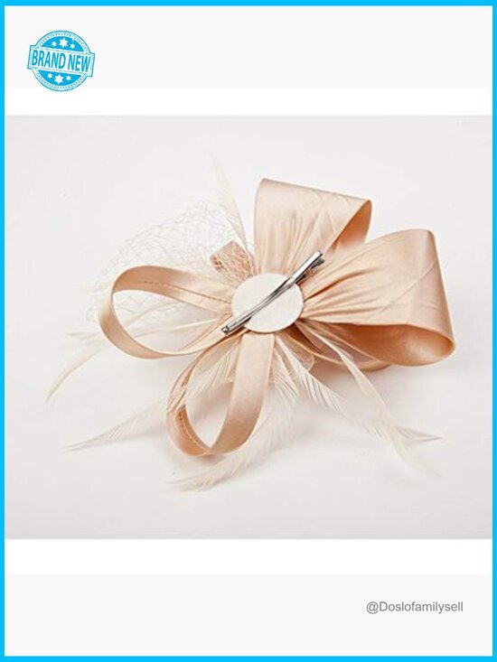 Fascinator Derby Hat with Veil Feather Hair Clip Handmade Adjustable main image 4